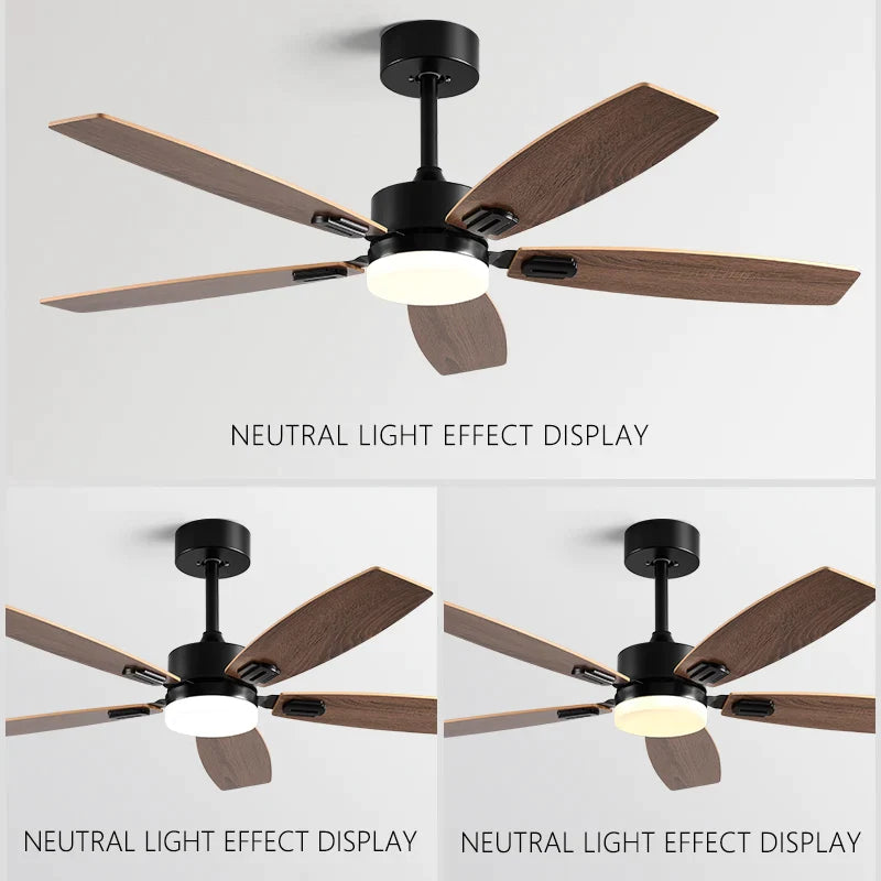 Afralia™ 52" Wood Blade Ceiling Fan with 18W LED Light and Remote Control