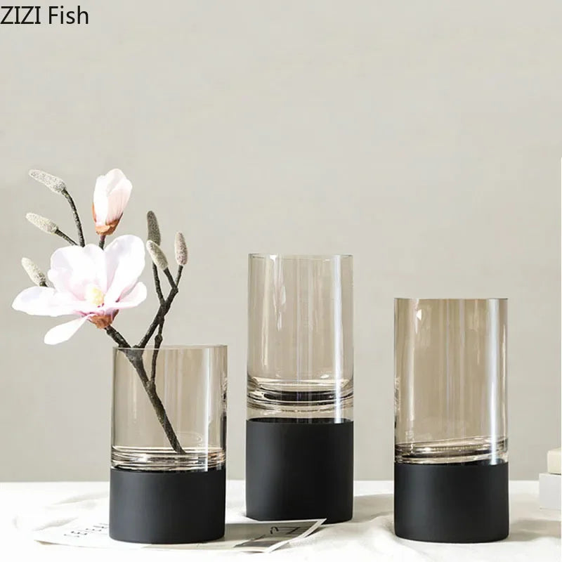 Afralia™ Gold Glass Vase Clear Desk Decor Hydroponic Floral Arrangement Bud Flower Pot