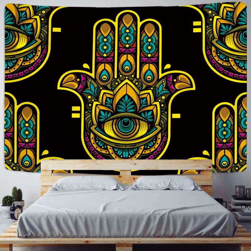 Afralia™ Lucky Hand Mandala Tapestry Wall Hanging Boho Decor