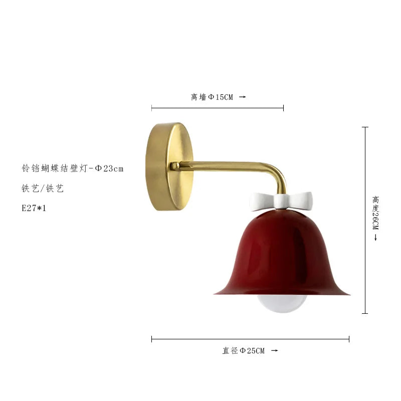 Afralia™ Bowknot Bell Wall Lamp E27 LED Glass Bedroom Kitchen Island Kids/Princess Room