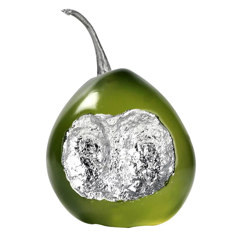 Afralia™ Silver Pear Resin Sculpture Handicraft - Abstract Fruit Decorative Figurine Craft