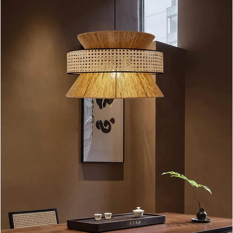 Afralia™ Vintage Style Handmade Hemp Rope Pendant Light for Dining Room Hotel Tables