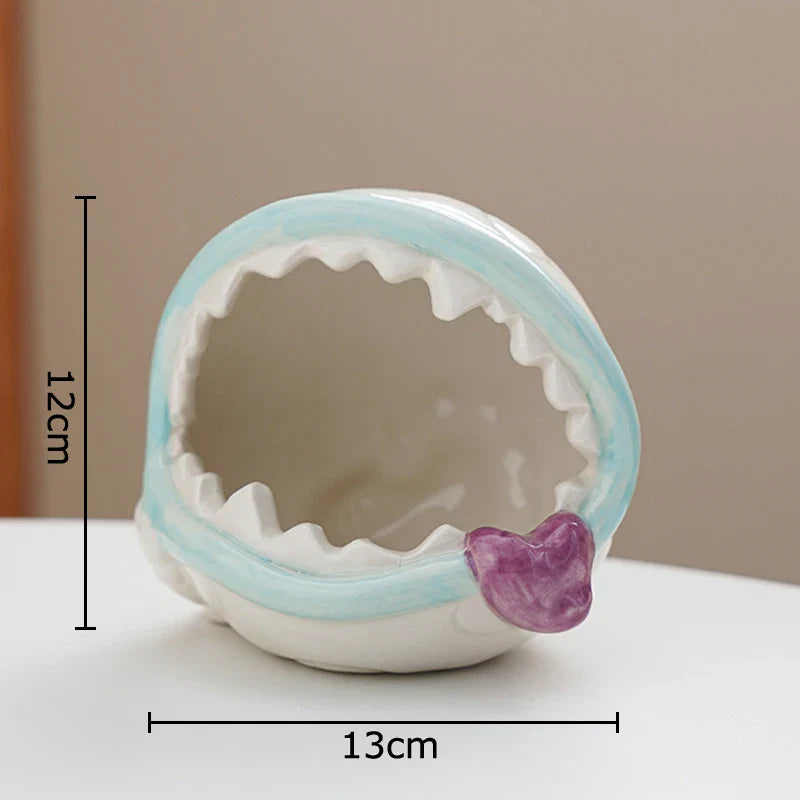 Afralia™ Man-eating Flower Ceramic Ashtray - Fun Office Desktop Ash Tray Gift