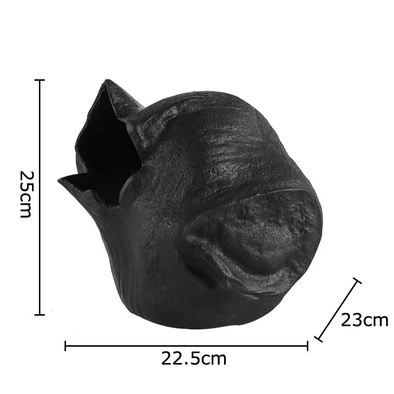 Afralia™ Black Vase Abstract Artwork Flowers Pots Desk Decoration Aesthetic Décor