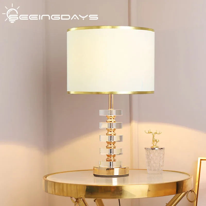 Afralia™ Crystal Table Lamp: Elegant Modern American Style for Living Room Bedroom