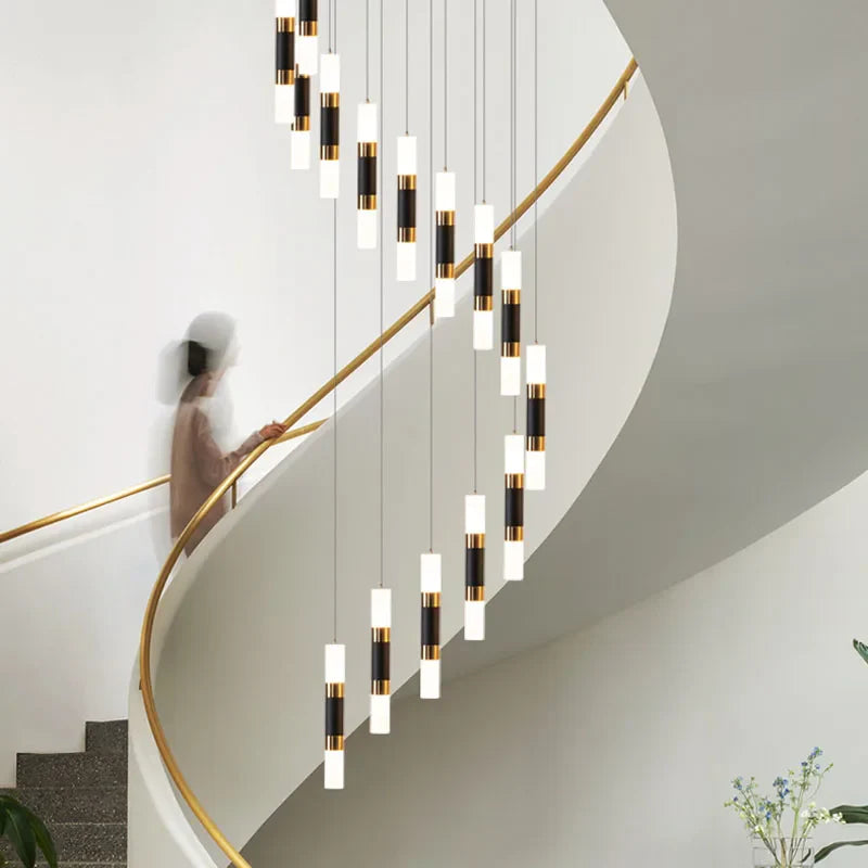 Afralia™ Crystal LED Chandelier: Luxury Stair Lighting Fixture for Staircase, Minimalist Indoor Hangings
