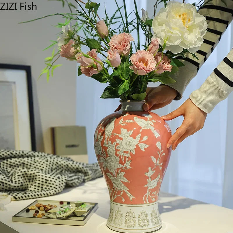 Afralia™ Blue & White Porcelain Vase for Classical Flower Arrangement & Room Aesthetic