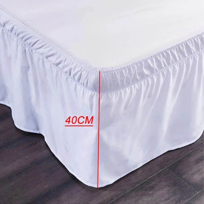 Afralia™ Solid Color Ruffles Elastic Bed Skirt - Washable Bedroom Decor Home Wrap Skirt