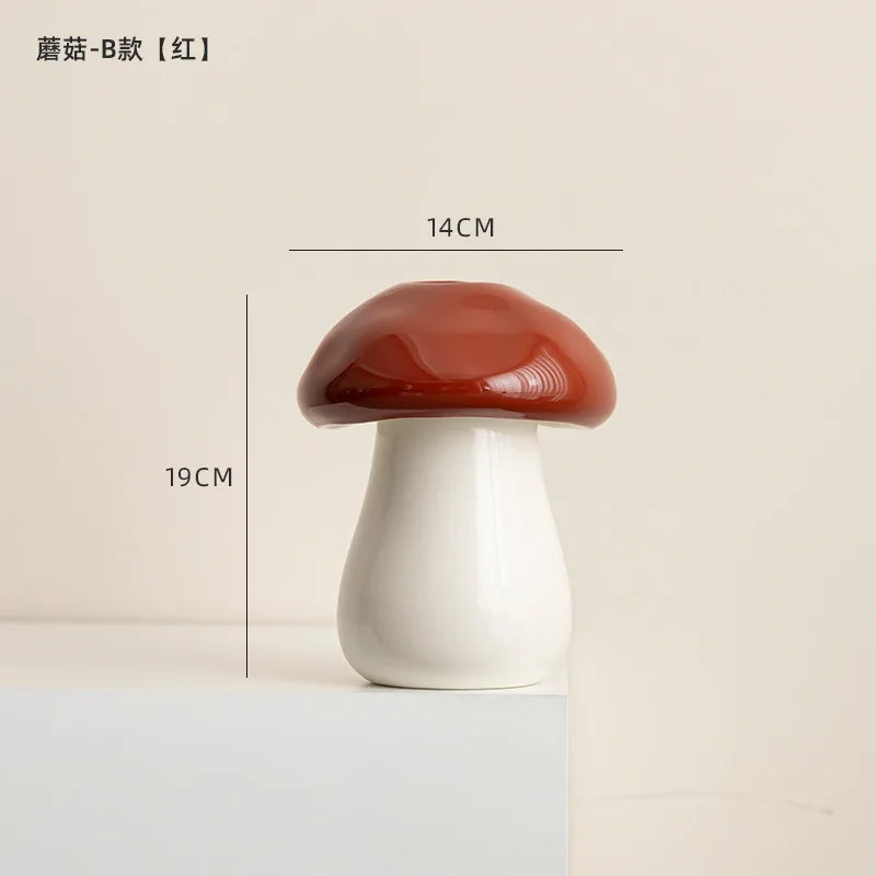 Afralia™ Mushroom Shape Ceramic Vase Handmade Flowerpot Home Decoration