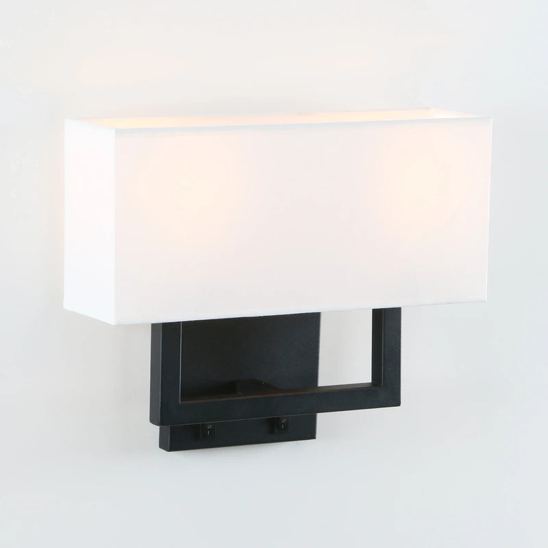 Afralia™ Permo Wall Sconce Light Fixture with White Textile Shades and On/Off Switch