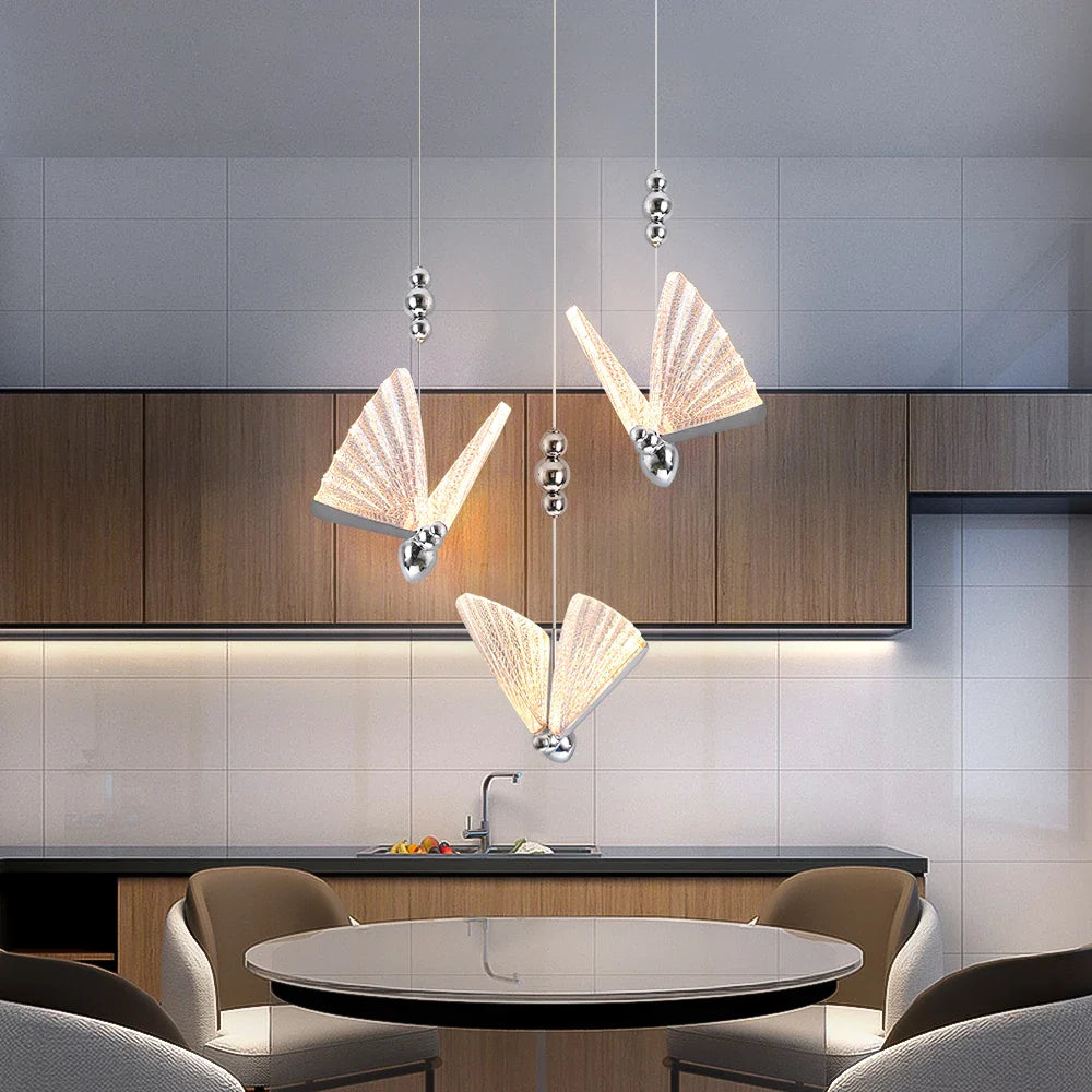Afralia™ Butterfly LED Pendant Chandelier for Living Room Kitchen Island Decor
