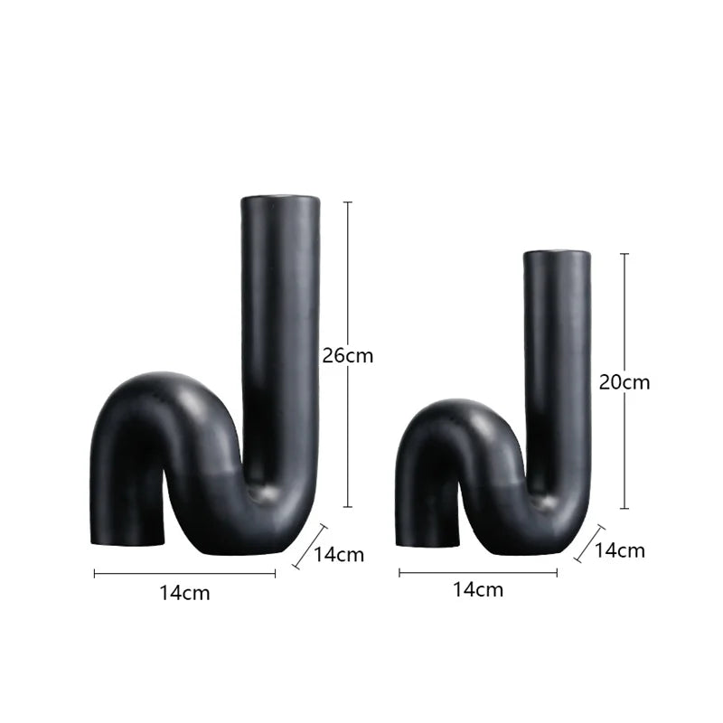 Afralia™ Black Pipe Geometric Resin Twist Knot Figurine - Home Decor Accessory