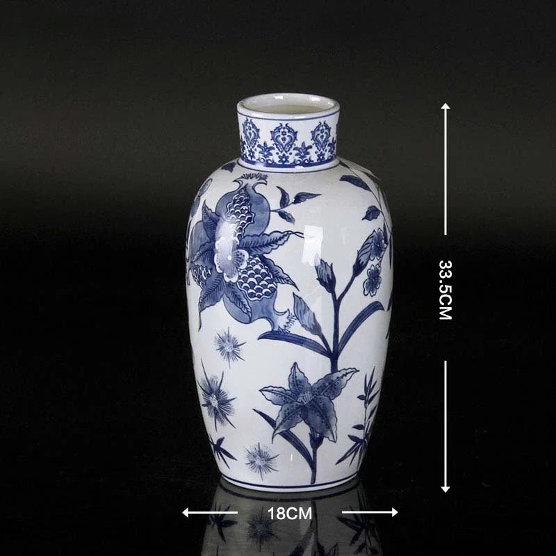 Afralia™ Blue & White Porcelain Ceramic Vase Vintage Ginger Jar Home Decor