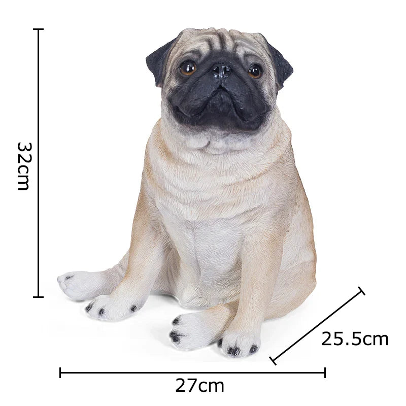 Afralia™ Pug Dog Resin Sculpture Desk Ornament Room Decor Aesthetic Statue