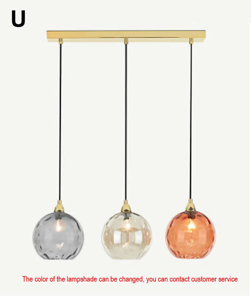 Afralia™ Glass Ball Lustre Pendant Lights - Modern Kitchen Hanging Fixture
