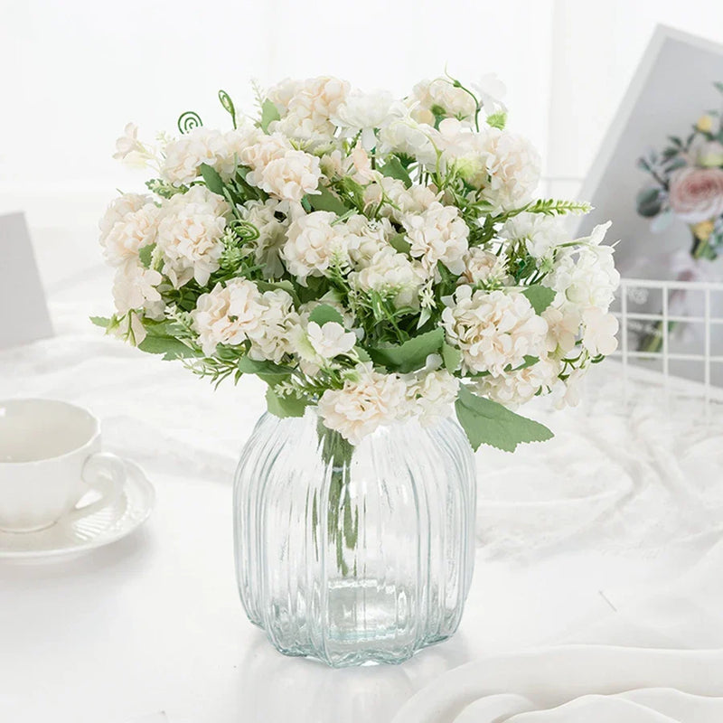 Afralia™ Hydrangea Bouquet Artificial Flowers Home Decor Wedding Floral Arrangement Bouquet