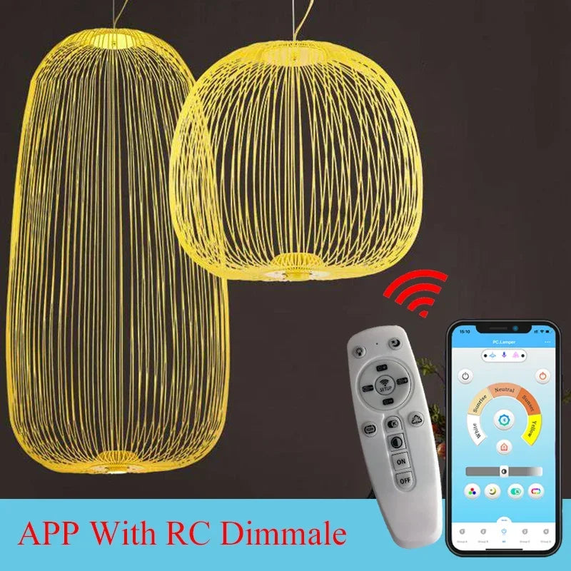 Afralia™ Modern Remote LED Pendant Lamp: Retro Bird Cage Design for Stylish Industrial Lighting
