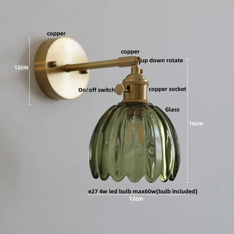 Afralia™ Clear Glass LED Wall Lights Up Down Rotate Copper Nordic Sconce Fixtures