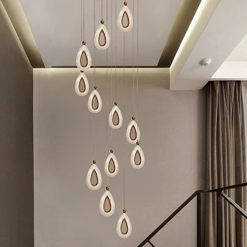 Afralia™ Heart LED Chandelier Modern Luxury Restaurant Villa Living Room