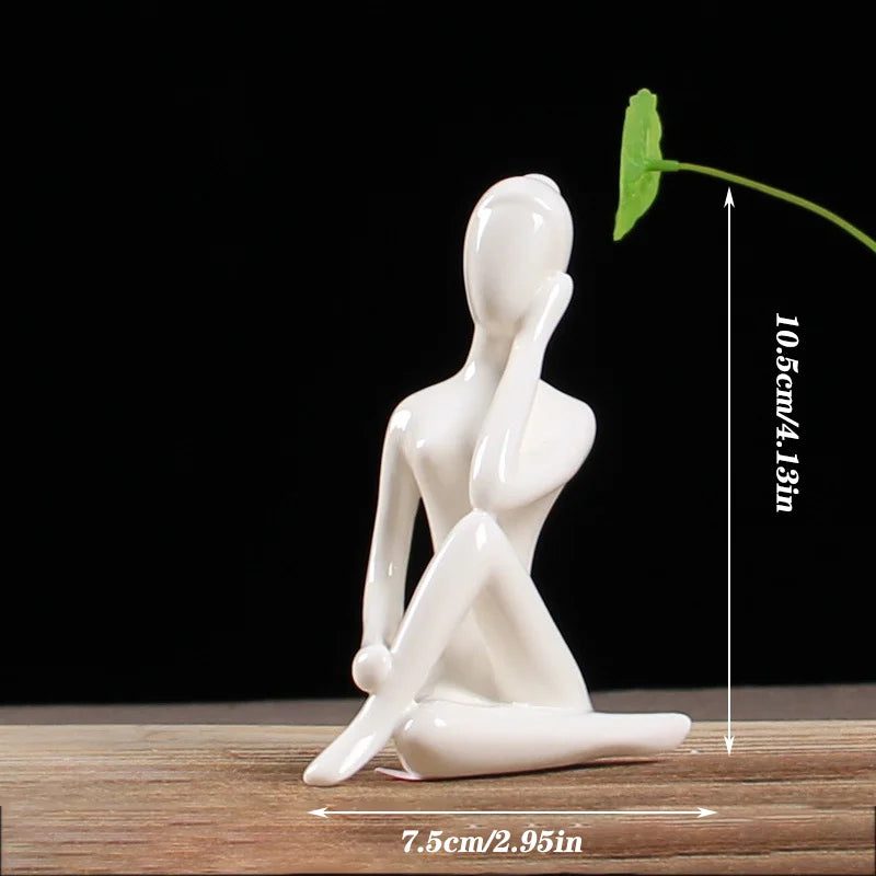Afralia™ Abstract Yoga Figure Porcelain Statue Home Decor Sculpture