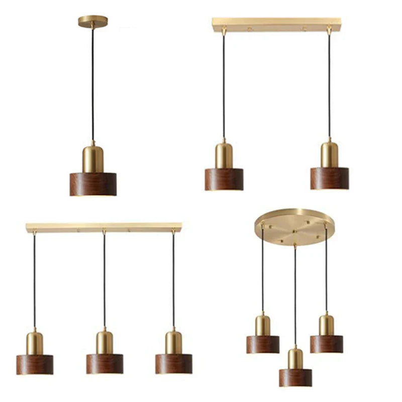 Afralia™ Retro Walnut Wood Pendant Wall Lamp Vintage Lighting E27