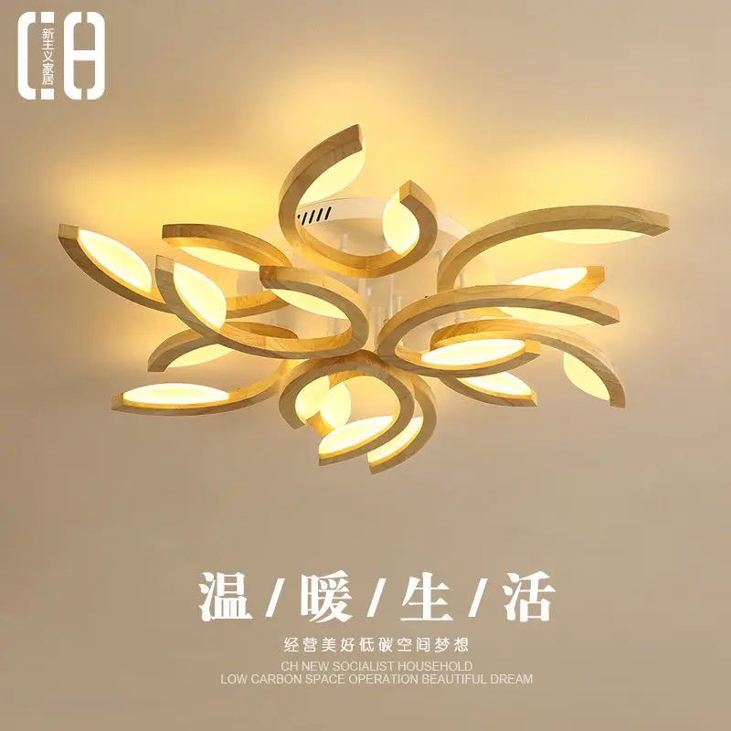 Afralia™ Wooden LED Ceiling Lamp for Bedroom and Living Room Decor