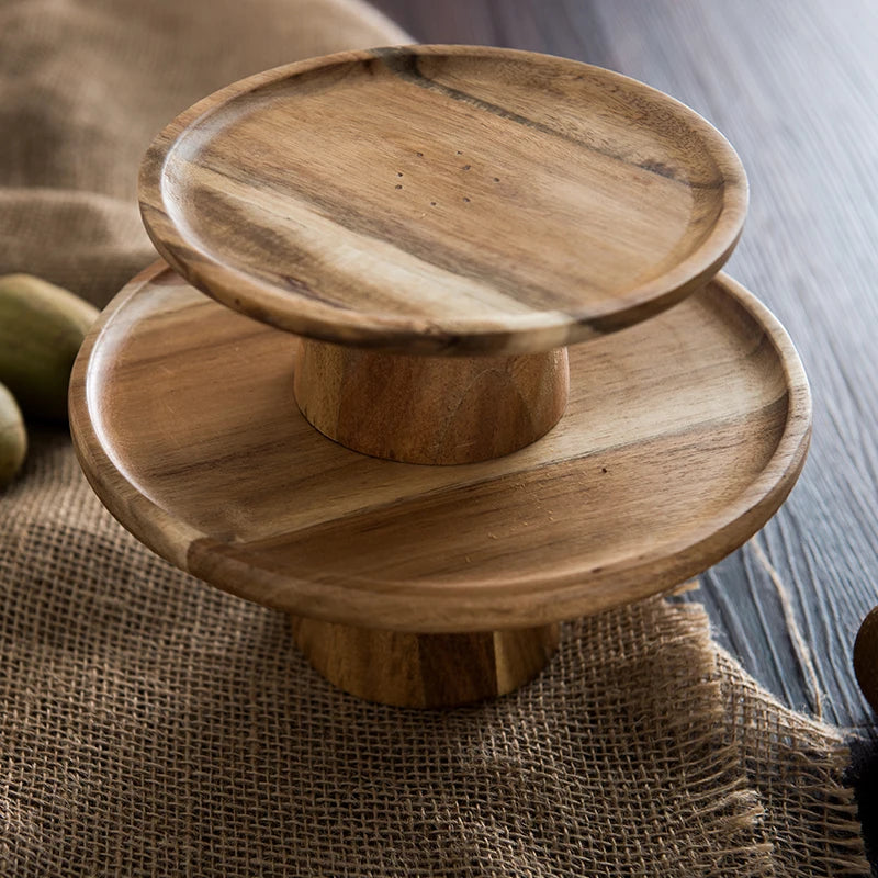 Afralia™ Elevated Wooden Cake Plate | Stylish and Functional Food Serving Trays