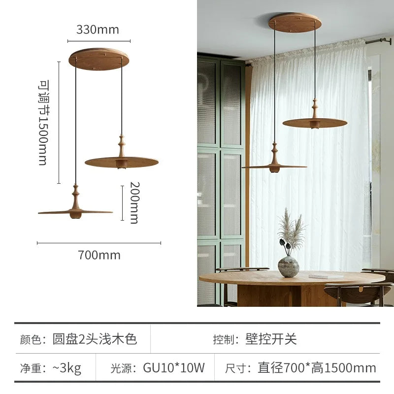 Afralia™ Solid Wood Flying Saucer Pendant Light for Home Decor and Lighting
