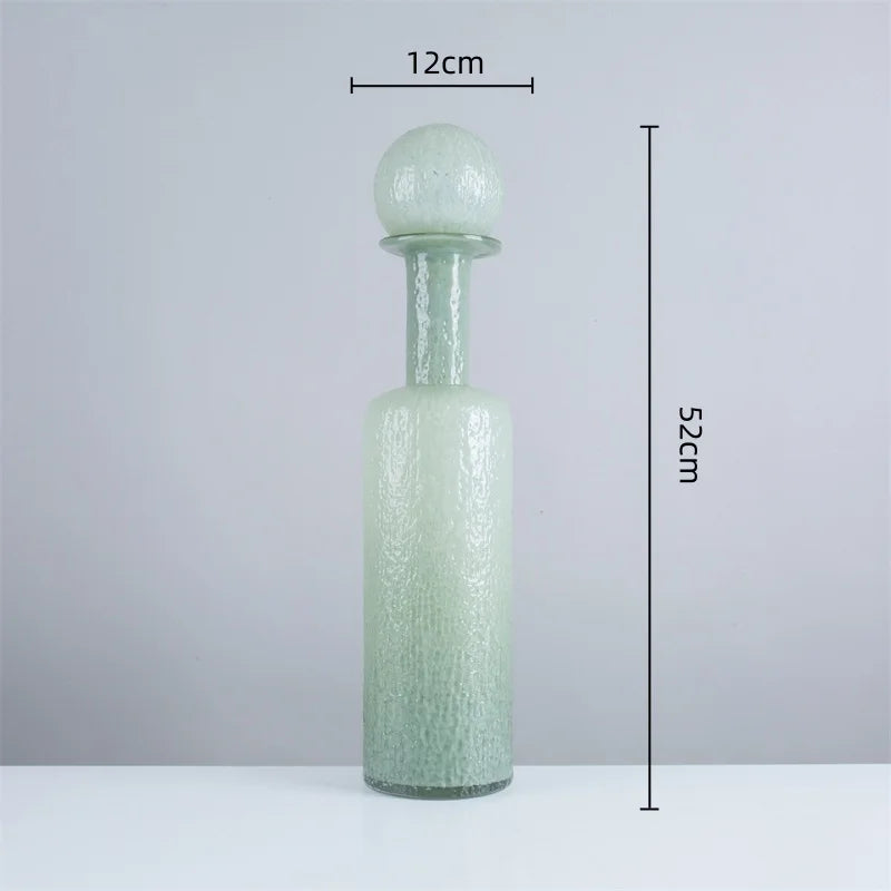 Afralia™ Grey Round Glass Vase Hammer Lid Terrarium Home Decoration