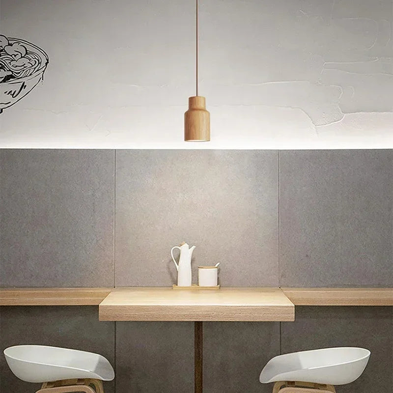 Afralia™ Wood Pendant Light: Elegant Single Head LED Lighting for Home, Restaurant, and Cafe