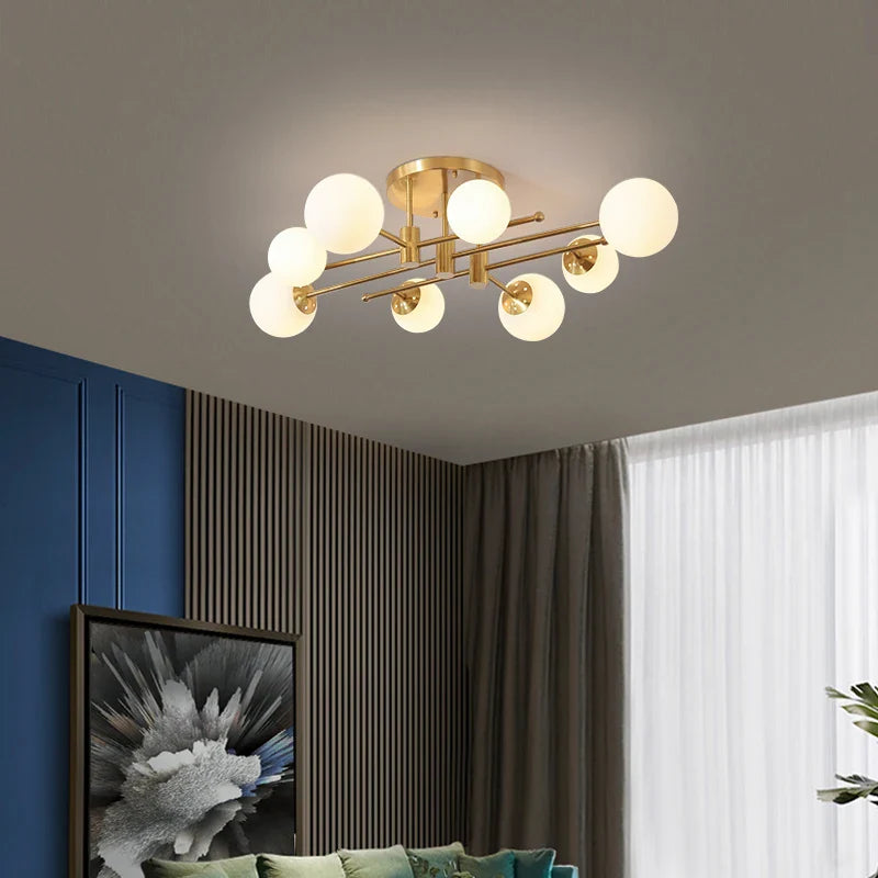 Afralia™ Nordic LED Glass Pendant Chandelier Ceiling Light for Home Decor