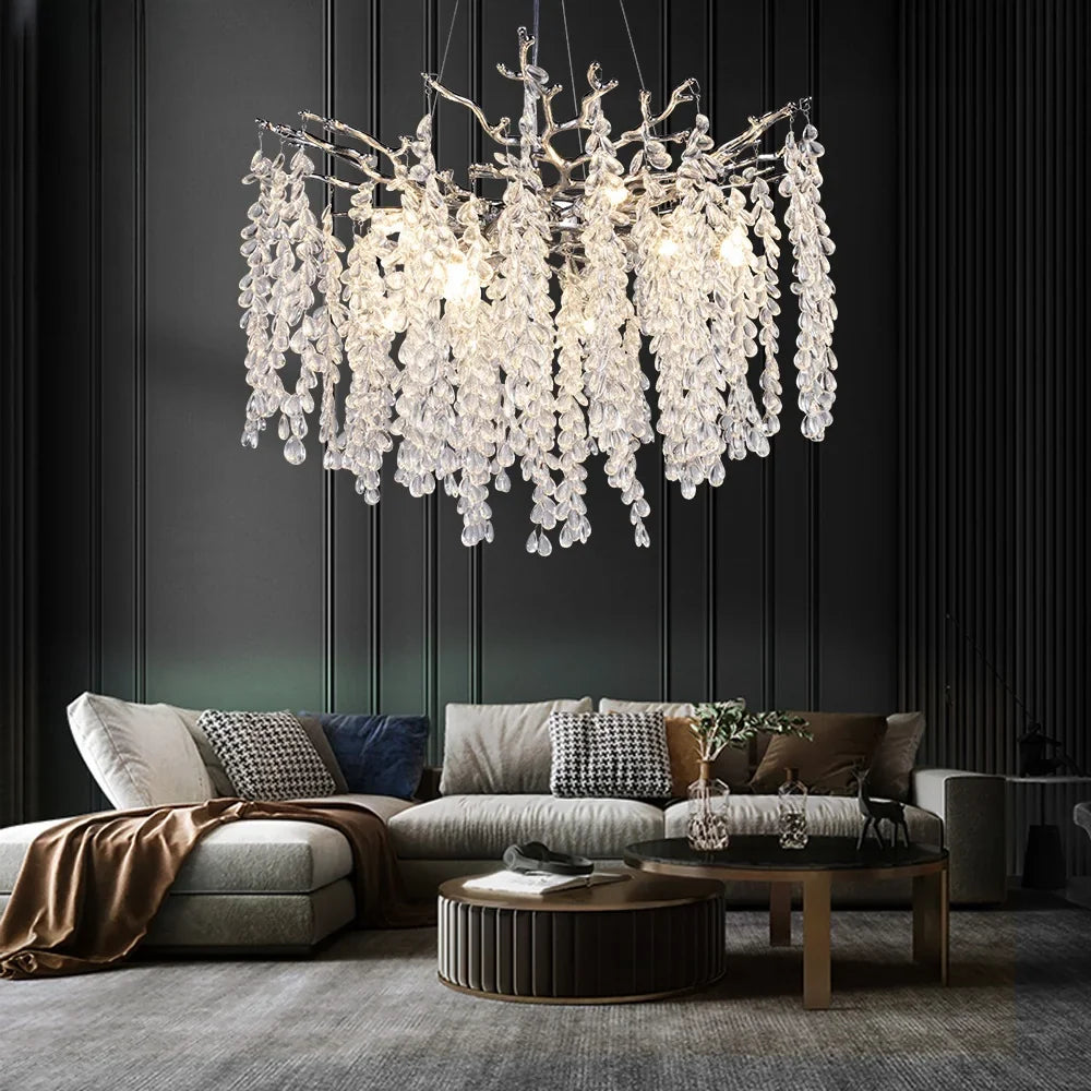 Afralia™ Crystal Branch Chandelier Gold  Living Dining Room Bedroom Foyer Bordeaux Crystal Ceiling Chandelier