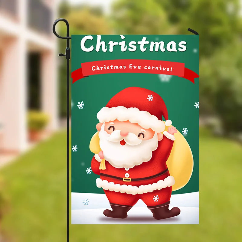 Afralia™ Christmas Deer & Santa Garden Flags - Outdoor Xmas Decorations