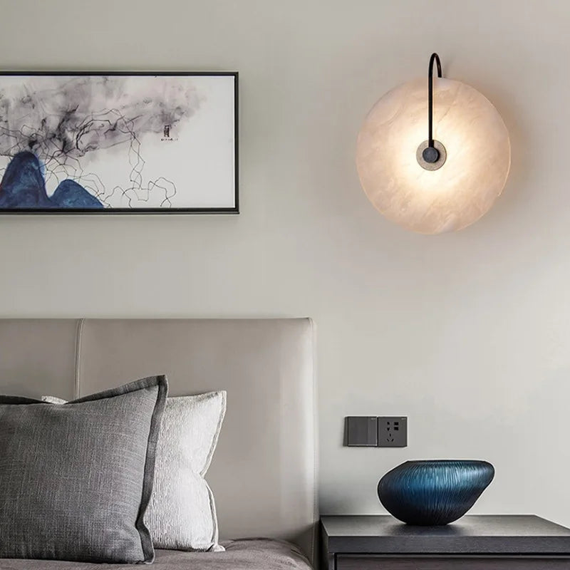 Afralia™ Marble Stone Wall Sconce Light for Bedroom Parlor Aisle Corridor Atmosphere