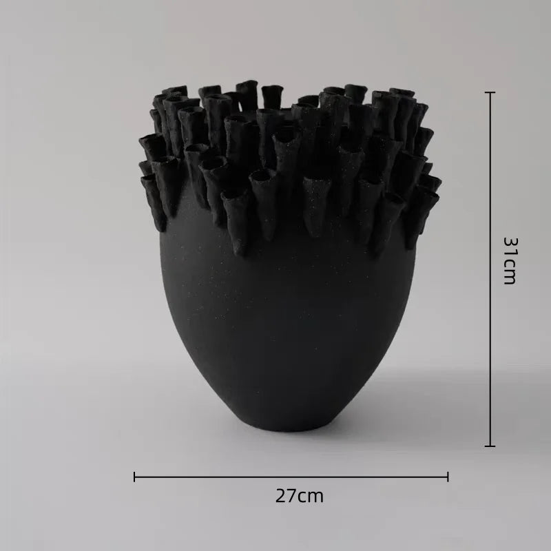 Afralia™ Handcrafted Ceramic Relief Vase for Home Decor & Flower Arrangement