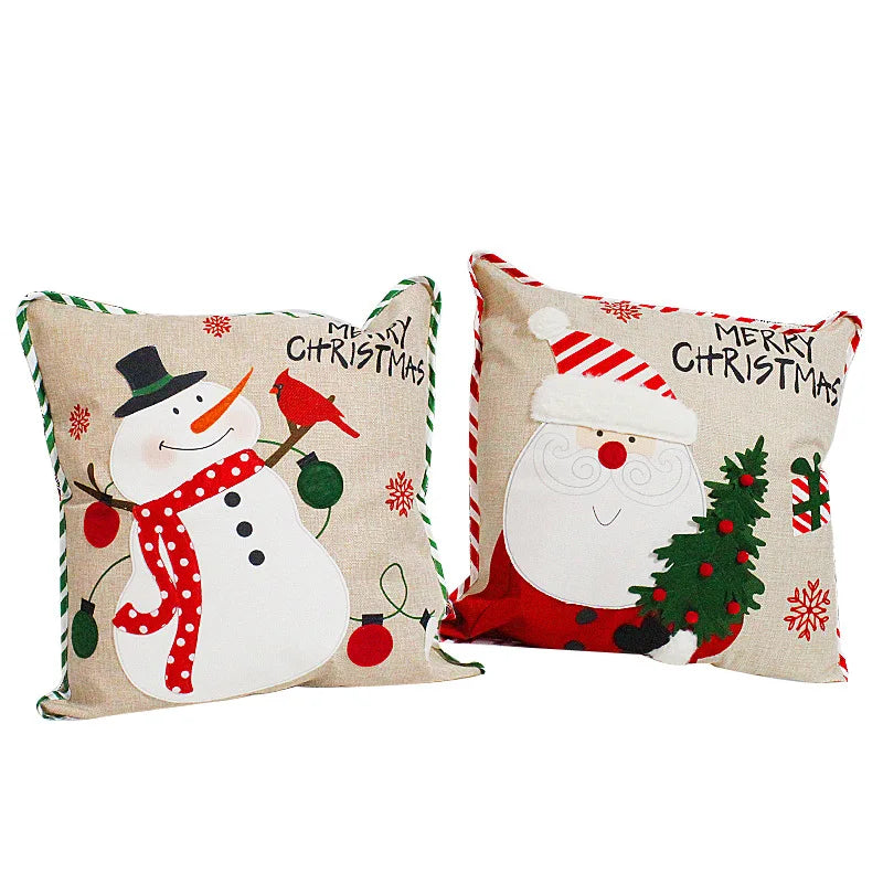 Afralia™ Christmas Embroidered Pillowcase 45x45cm - Festive Home Decorative Cushions