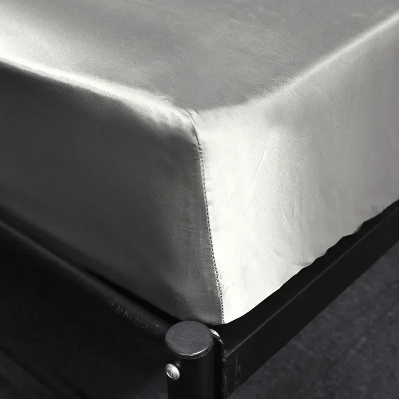 Afralia™ Silky Satin Fitted Sheet - Smooth Luxury Bed Linen for Queen King Double Beds