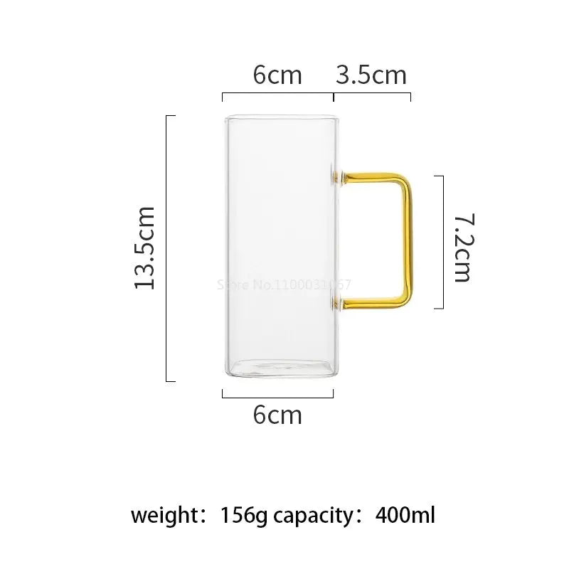 Afralia™ 400ml Square Glass Mug, Microwave Safe, Transparent, Party Beer Coffee Cup