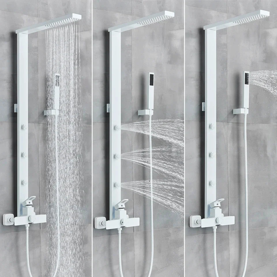 Afralia™ Matte Black Bathroom Shower Faucet Set Mixer - Wall Mounted Luxury Design