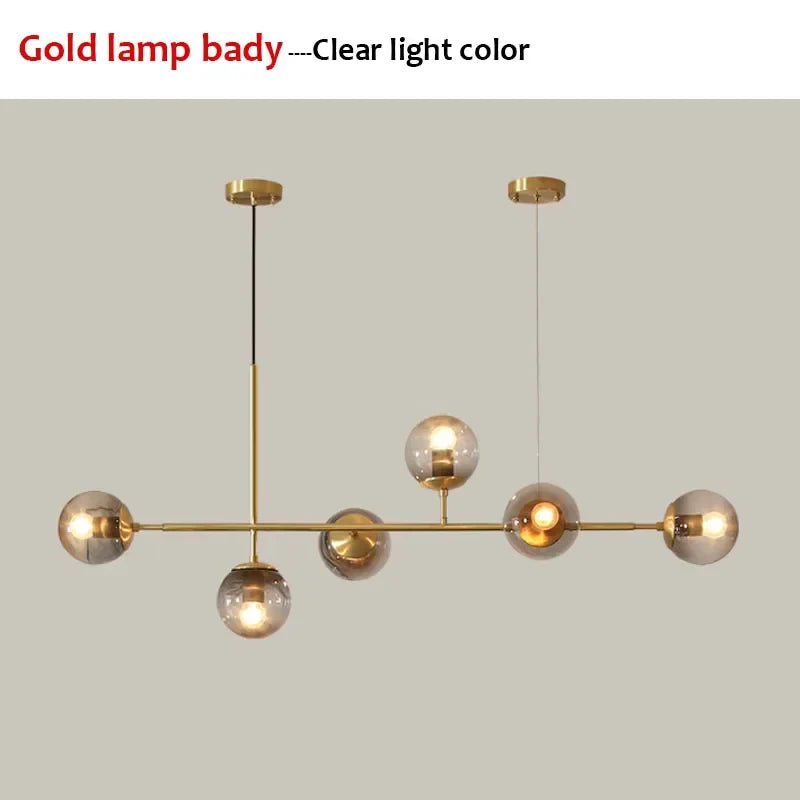 Afralia™ Glass Ball LED Pendant Light Modern Chandelier for Living Room Decor