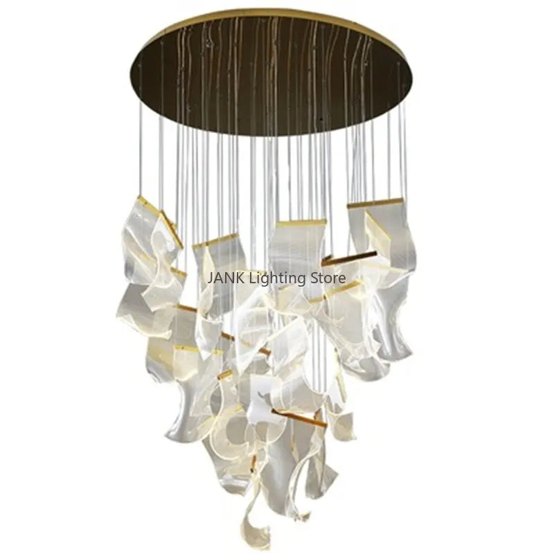 Afralia™ LED Art Acrylic Pendant Light for Modern Luxury Staircase Chandelier