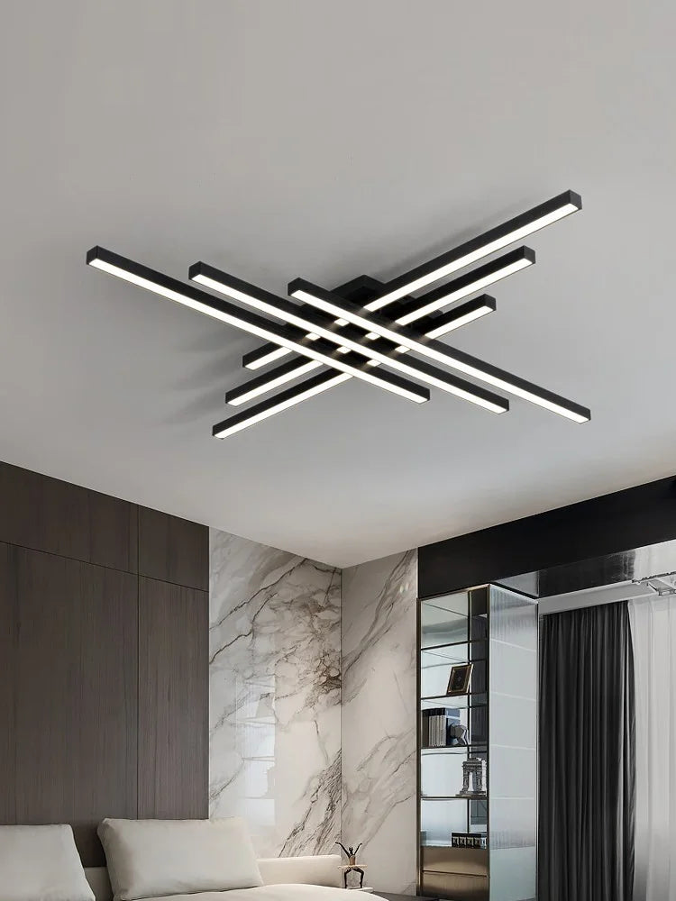 Afralia™ Black Chandelier LED Ceiling Lamp: Nordic Minimalist Square Living Room & Bedroom Lights