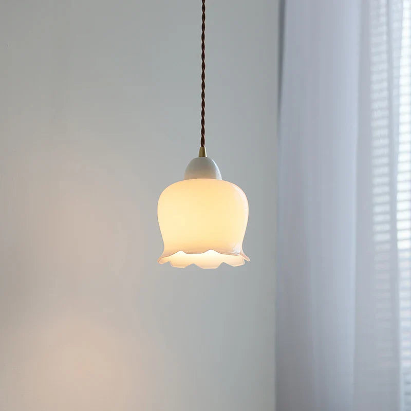 Afralia™ White Glass LED Pendant Light Nordic Modern Adjustable Hanging Light