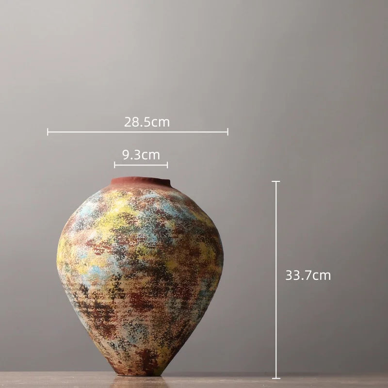 Afralia™ Retro Colorful Graffiti Ceramic Vase - Home Decor Handicrafts Bouquet Holder