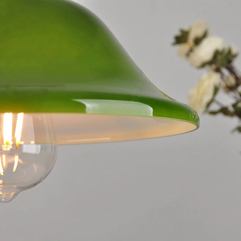 Afralia™ Green Glass Adjustable LED Pendant Lights for Modern Nordic Home Decor