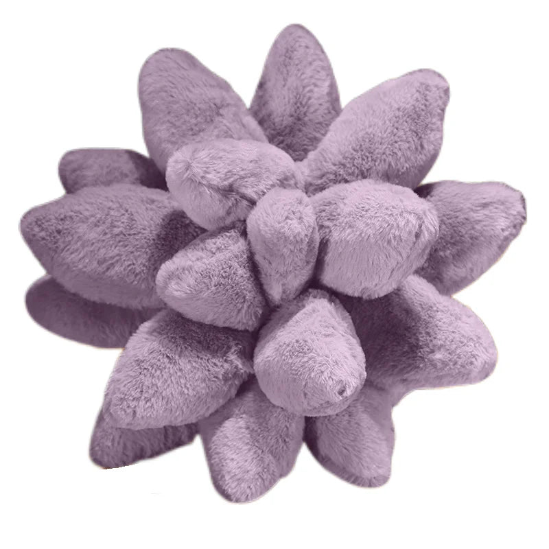 Afralia™ 3D Succulent Cactus Flower Throw Pillow - Handcrafted Lavender Decor