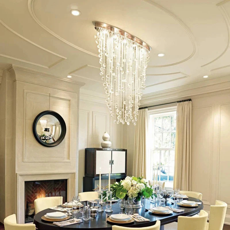Afralia™ Modern Crystal Chandelier Oval Design LED Flush Mount Luxury Lighting