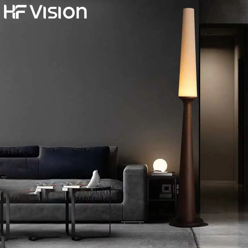 Afralia™ Nordic Wooden Floor Lamp with Black Fabric Lampshade for Home Decoration
