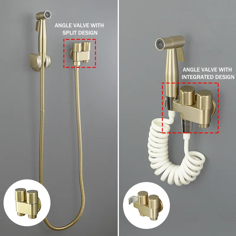 Afralia™ Brass Bidet Faucet Set for Wall Mounted Toilet - Dual Purpose Bathroom Sprayer