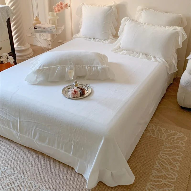 Afralia™ French Princess Velvet Bedding Set, Queen Size with Lace Ruffles